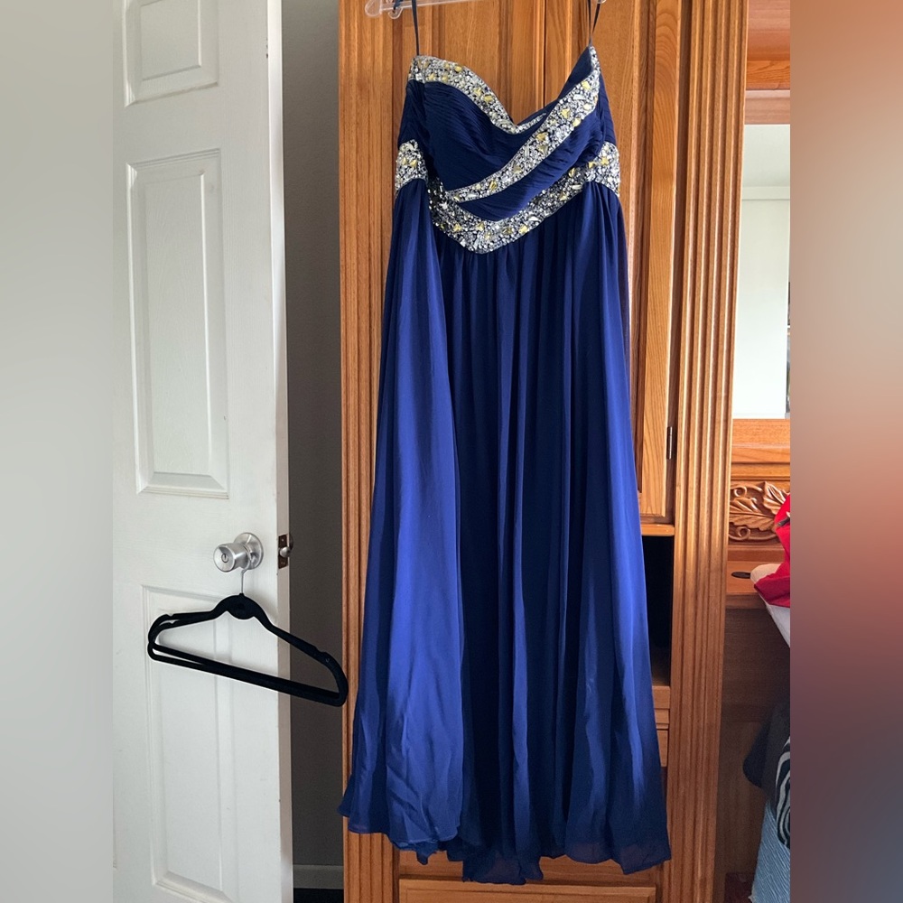 Elegant Blue Gown with Silver Accents